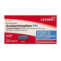 Leader Acetaminophen Pm, Extra Strength Coated Caplets, 24 Ea