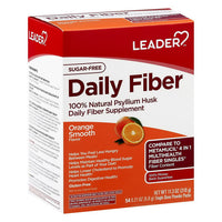 Leader Daily Fiber, Singe Dose Powder Packs Sugar Free, Orange Smooth Flavor, 54 Ea