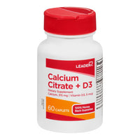 Leader Calcium Citrate Plus D3 Dietary Supplement Caplets, 60 Ea