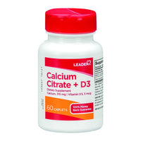 Leader Calcium Citrate Plus D3 Dietary Supplement Caplets, 60 Ea