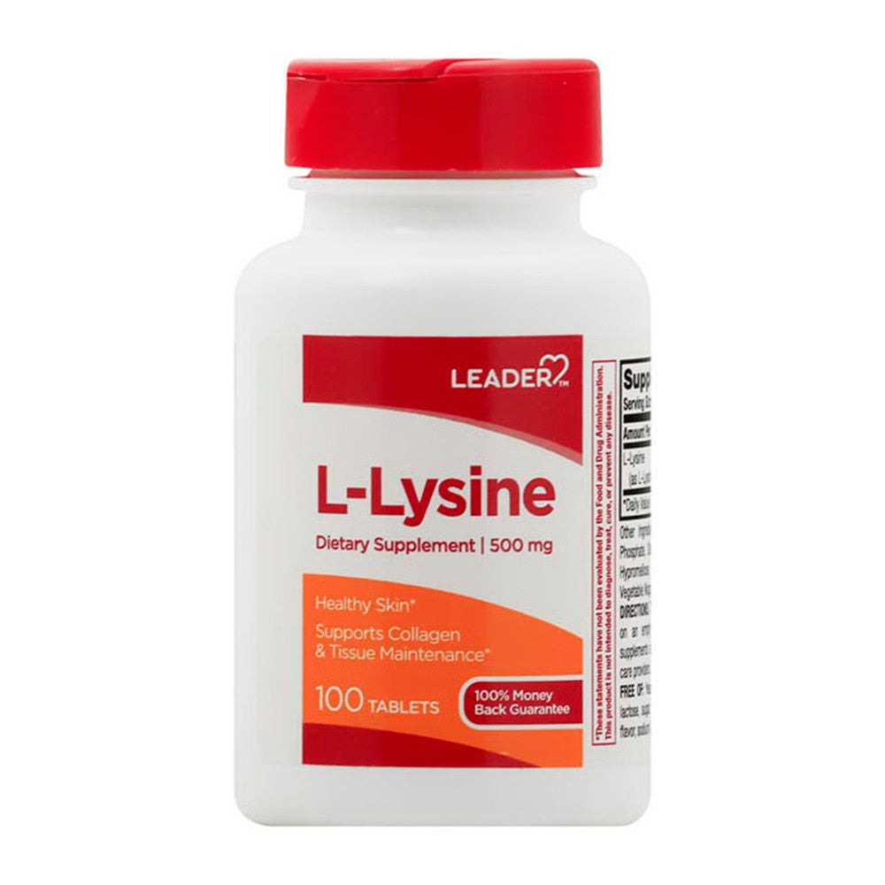 Leader L Lysine Supplement 500 Mg Tablets, 100 Ea