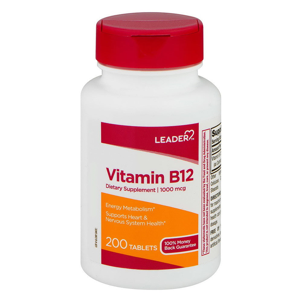Leader Vitamin B 12, Dietary Supplement, 1000 Mcg Tablets, 200 Ea