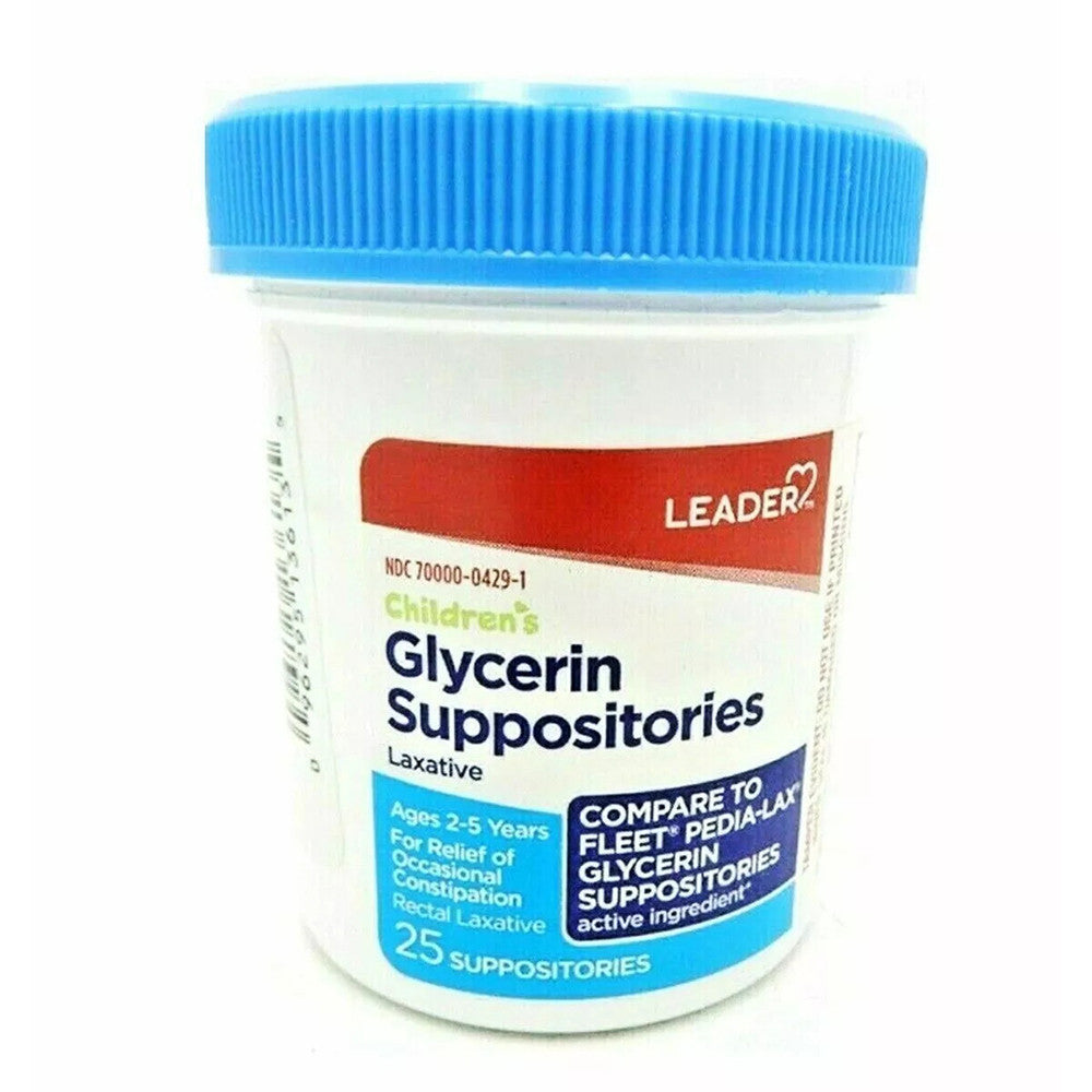 Leader Childrens Glycerin Suppositories Laxative Relief, 25 Ea