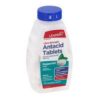Leader Antacid Ultra Strength 1000 Mg Peppermint Flavor, Chewable Tablets, 72 Ea