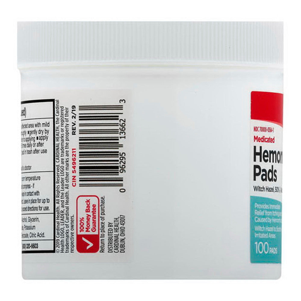 Leader Medicated Hemorrhoidal Pads, 100 Ea