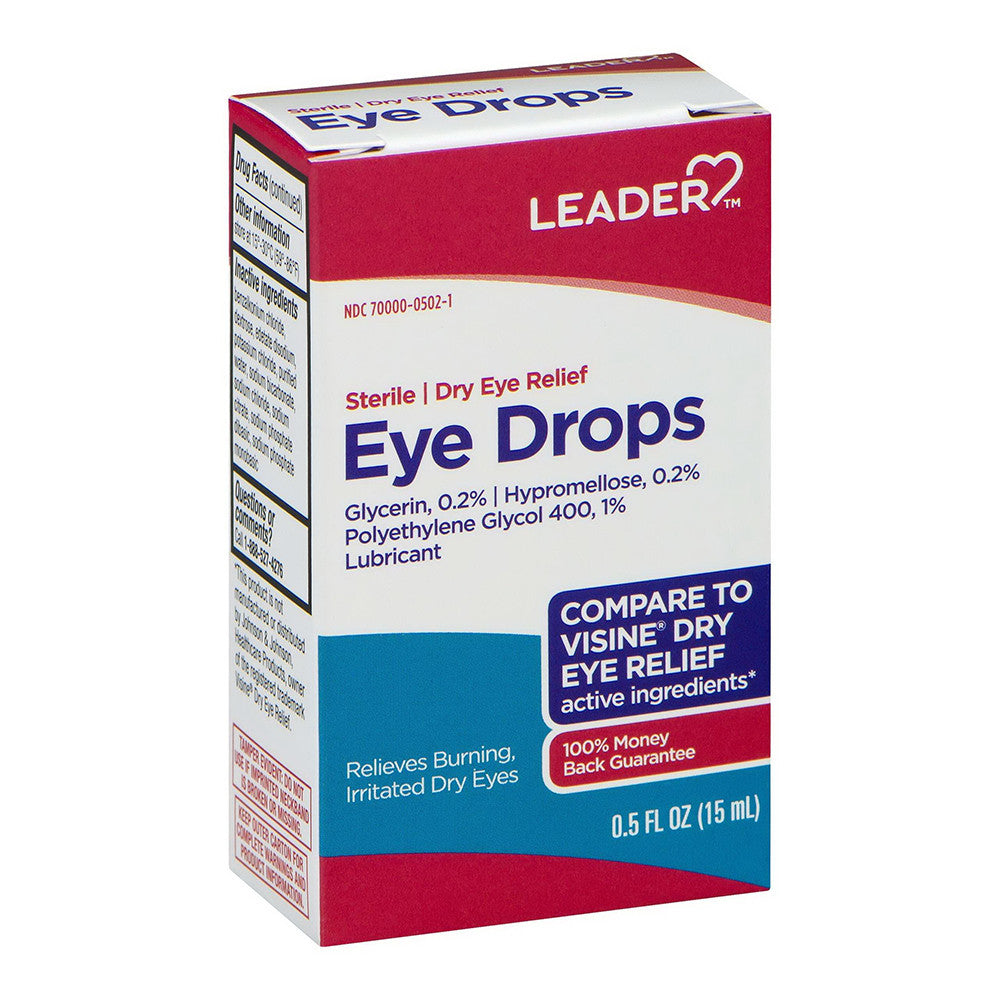 Leader Dry Eye Relief Lubricant Solution, Drops, 0.5 Oz