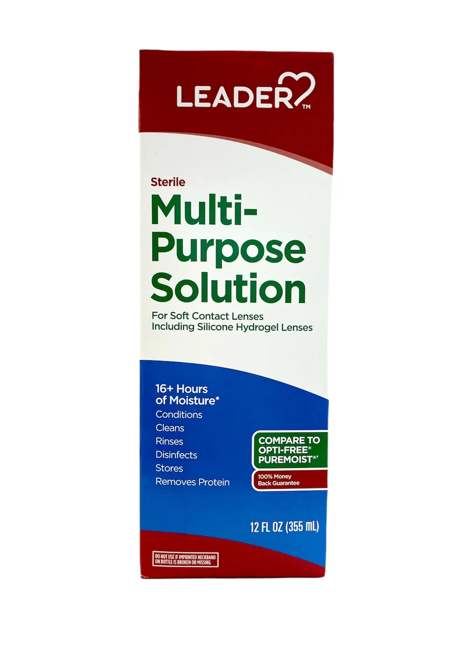 Leader Multi Purpose lenses Solution, Sterile, 12 Oz