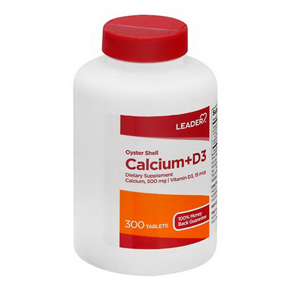 Leader Oyster Shell Calcium Plus D3 Dietary Supplement Tablets, 300 Ea