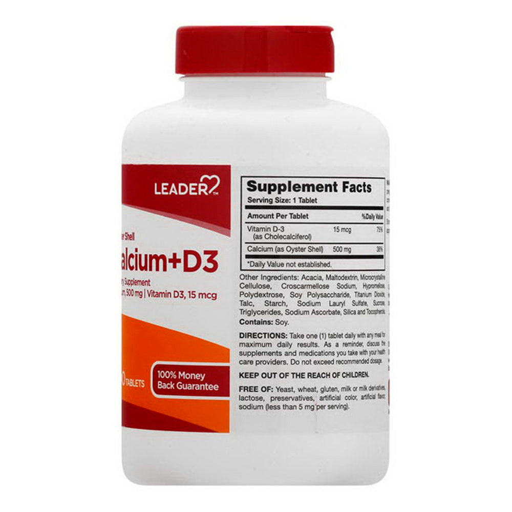 Leader Oyster Shell Calcium Plus D3 Dietary Supplement Tablets, 300 Ea