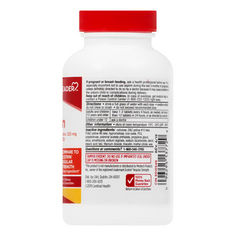Leader Regular Strength Aspirin, Enteric Coated Tablets, 300 Ea