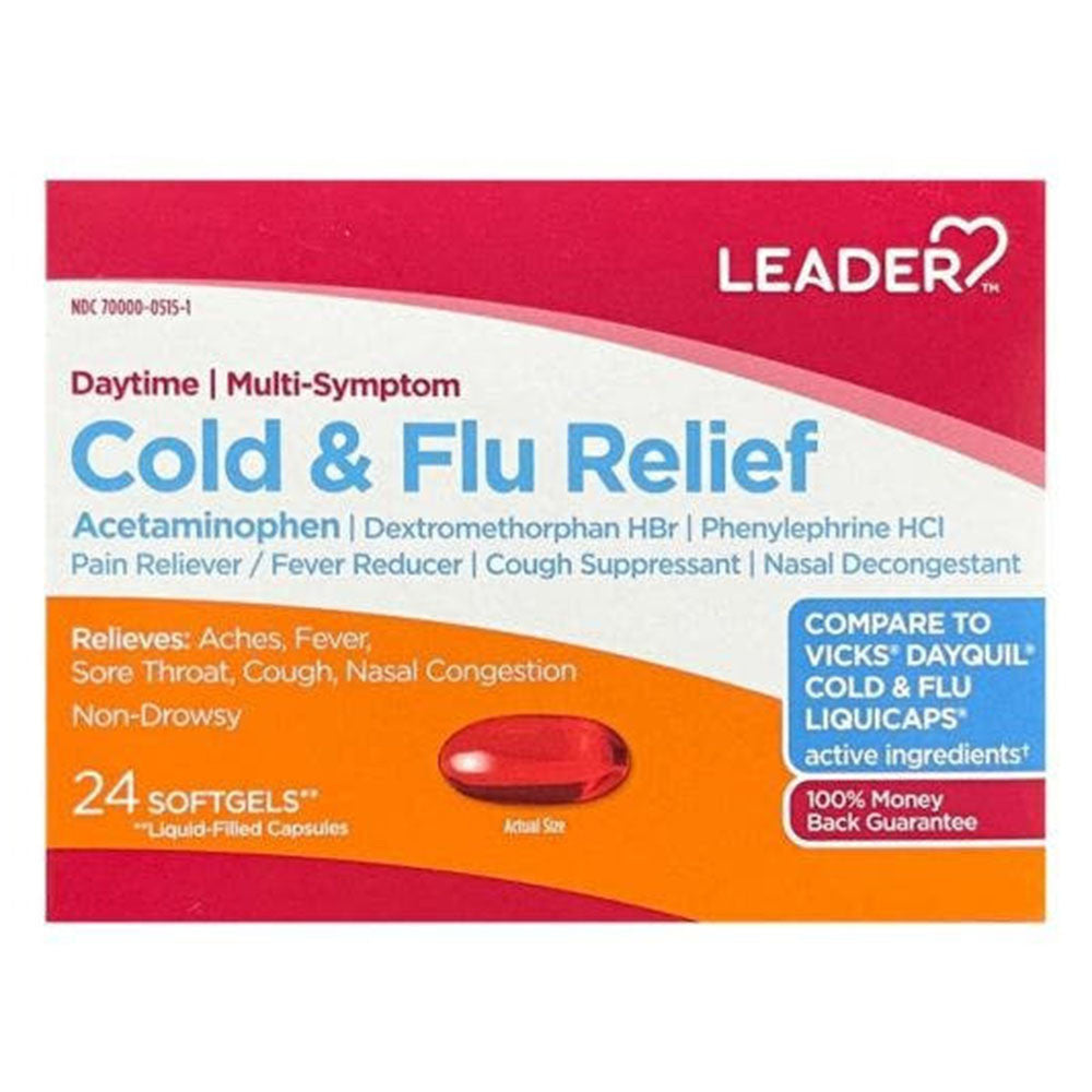 Daytime Leader Cold And Flu Relief, 24 Ea