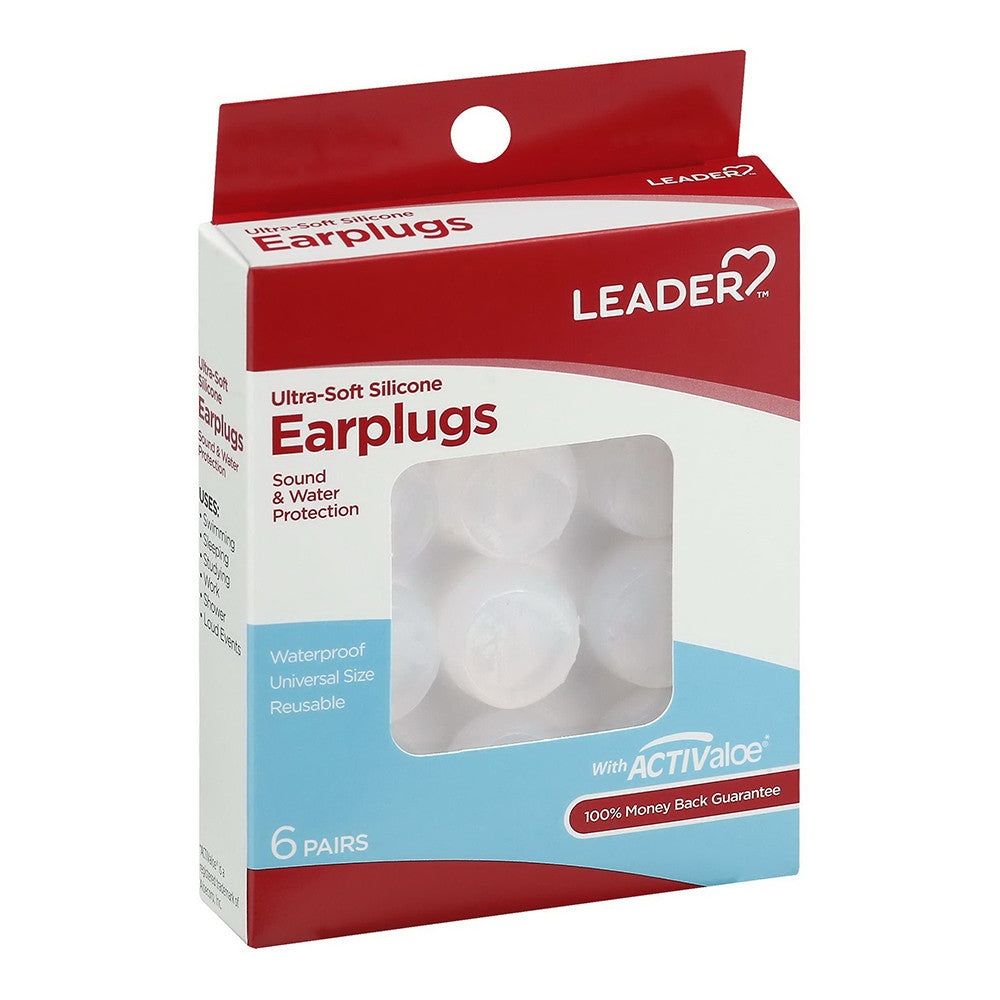 Leader Ultra Soft Silicone Earplugs, 6 Pairs