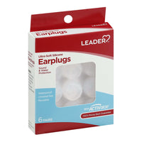 Leader Ultra Soft Silicone Earplugs, 6 Pairs