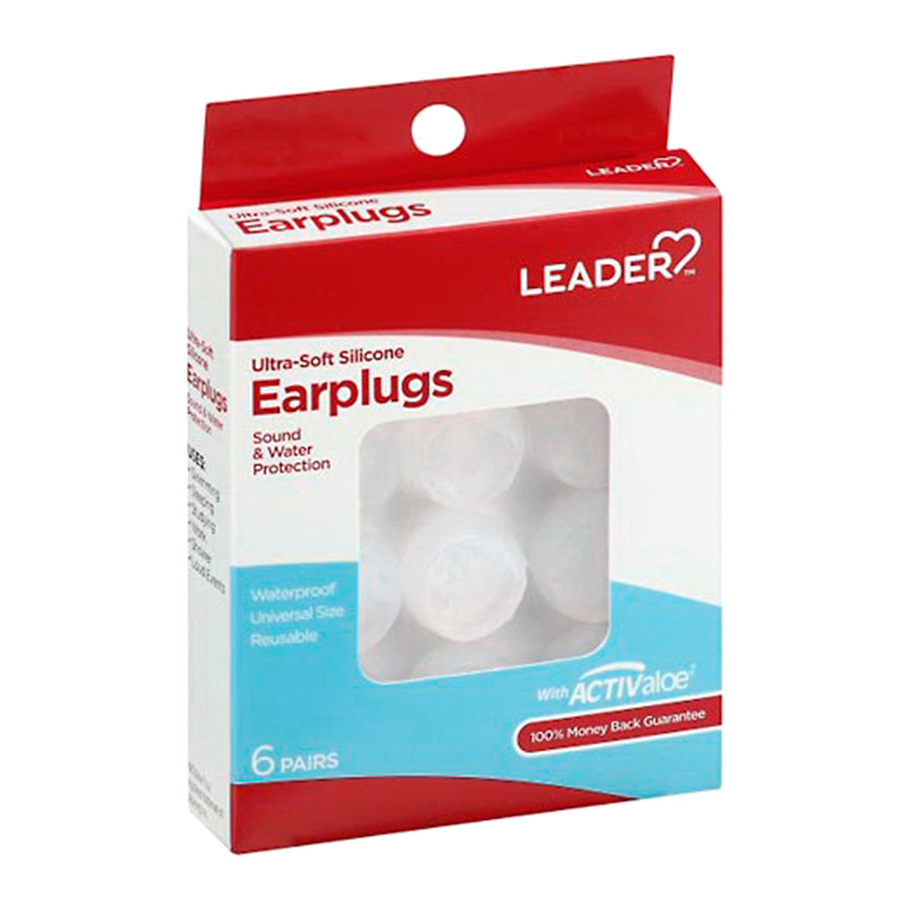 Leader Ultra Soft Silicone Earplugs, 6 Pairs