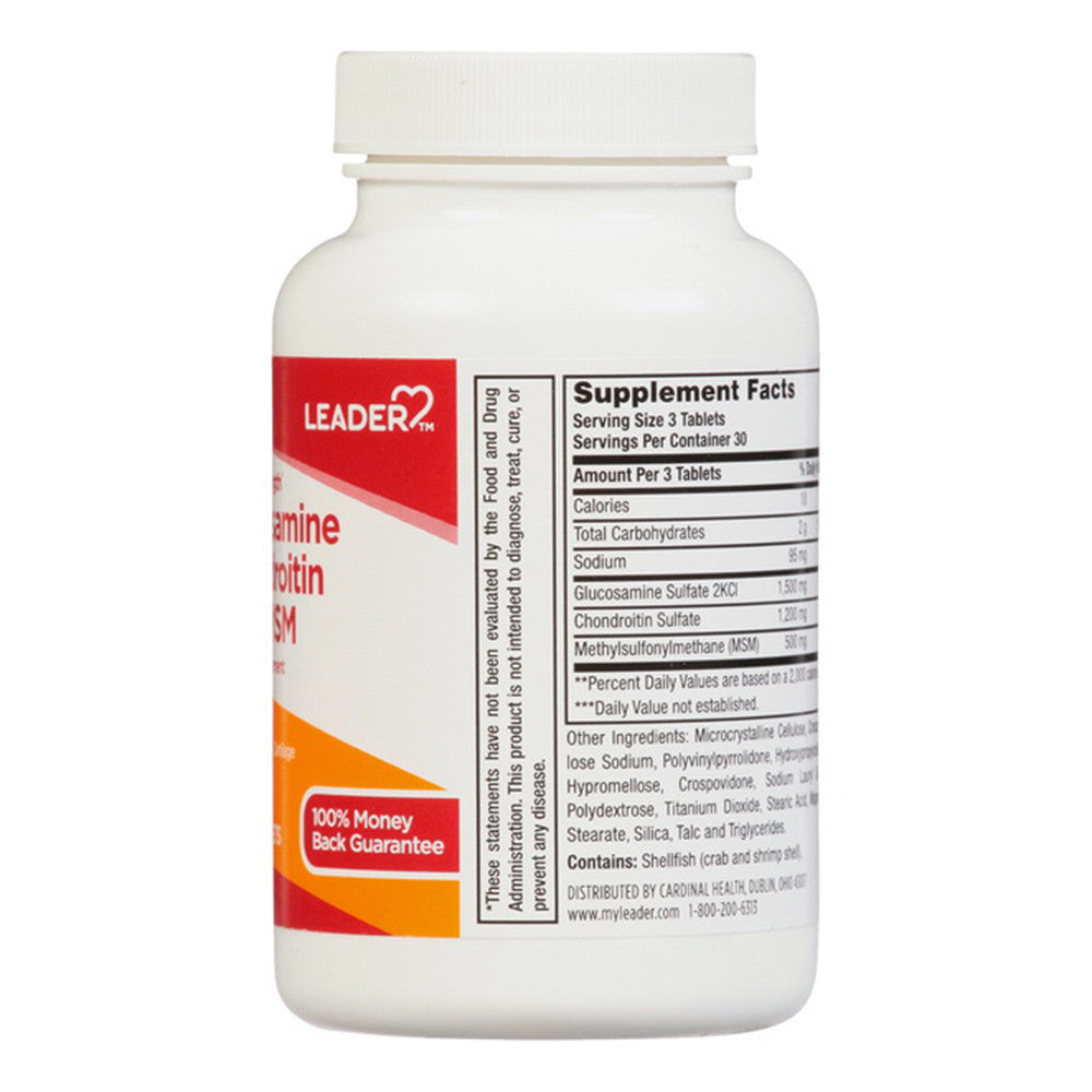 Leader Double Strength Glucosamine Chondroitin With Msm, Dietary Supplement Caplets, 90 Ea