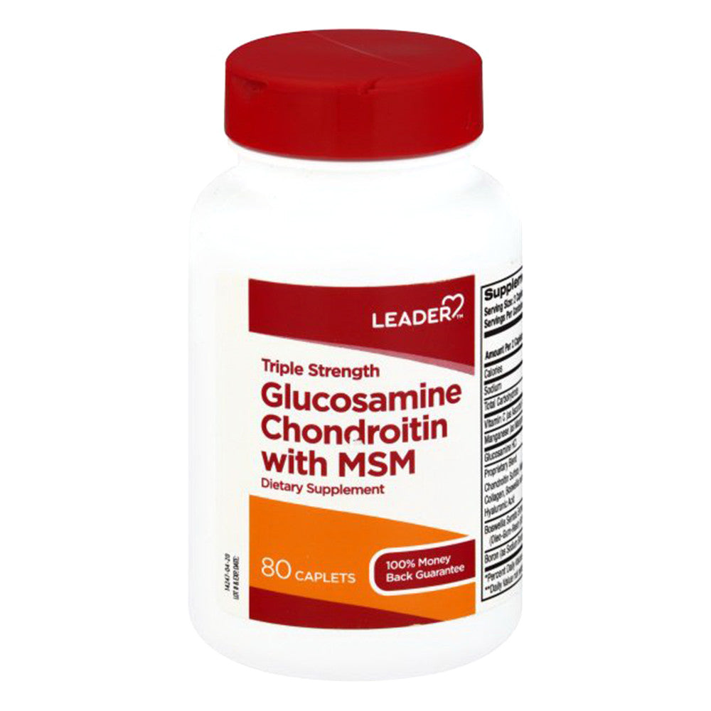 Leader Triple Strength Dietary Supplement Caplets, Glucosamine Chondroitin With Msm, 80 Ea