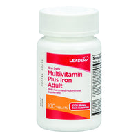 Leader Multivitamin Plus Iron, One Daily, Adult, Tablets, 100 Ea