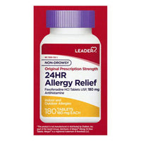Leader Allergy Relief 24 Hr 180 Mg Original Prescription Strength Tablets, 180 Ea