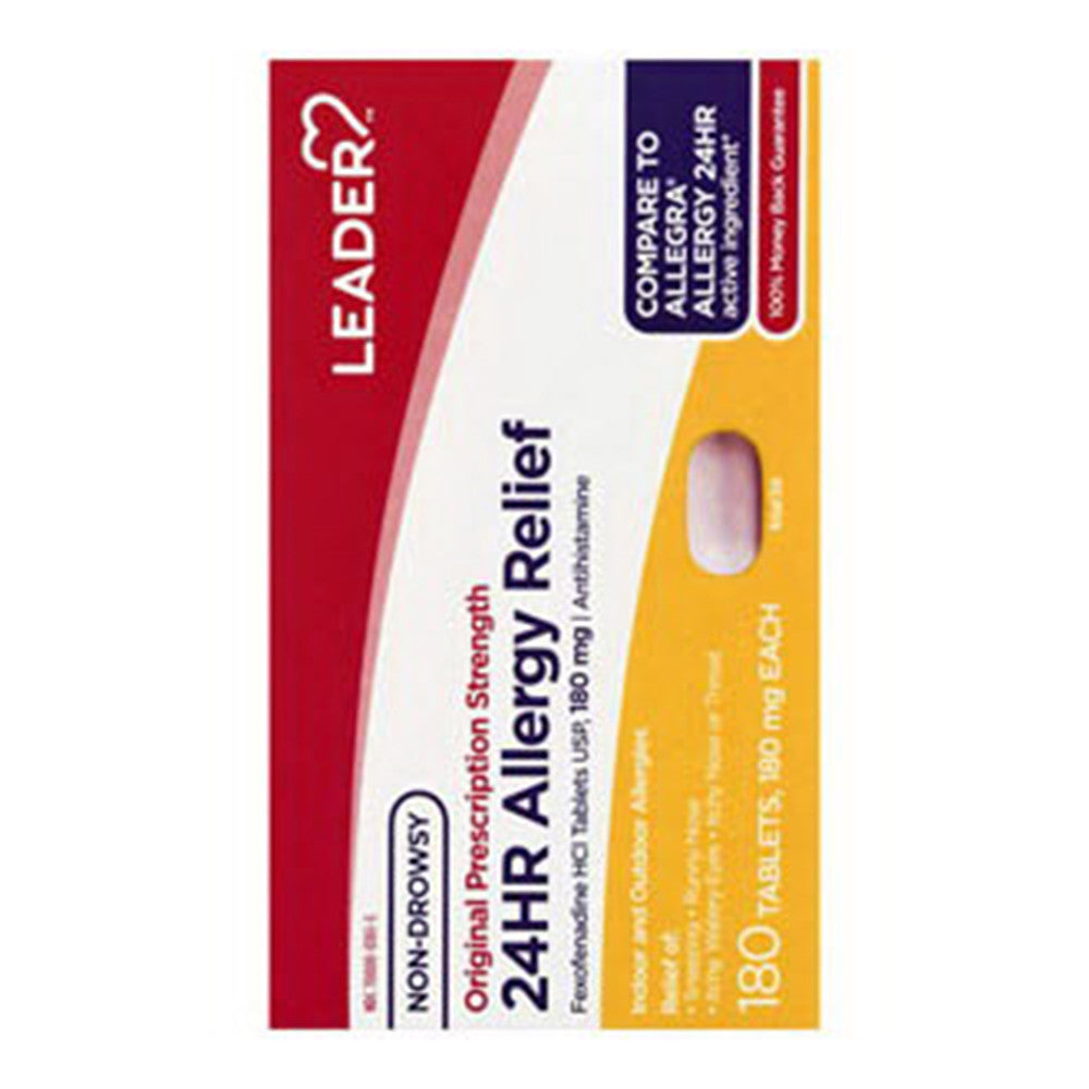 Leader Allergy Relief 24 Hr 180 Mg Original Prescription Strength Tablets, 180 Ea