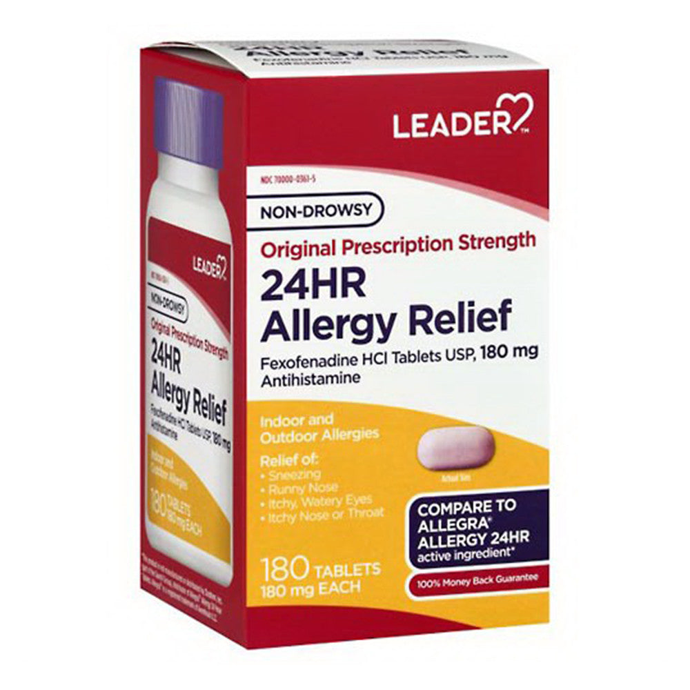 Leader Allergy Relief 24 Hr 180 Mg Original Prescription Strength Tablets, 180 Ea