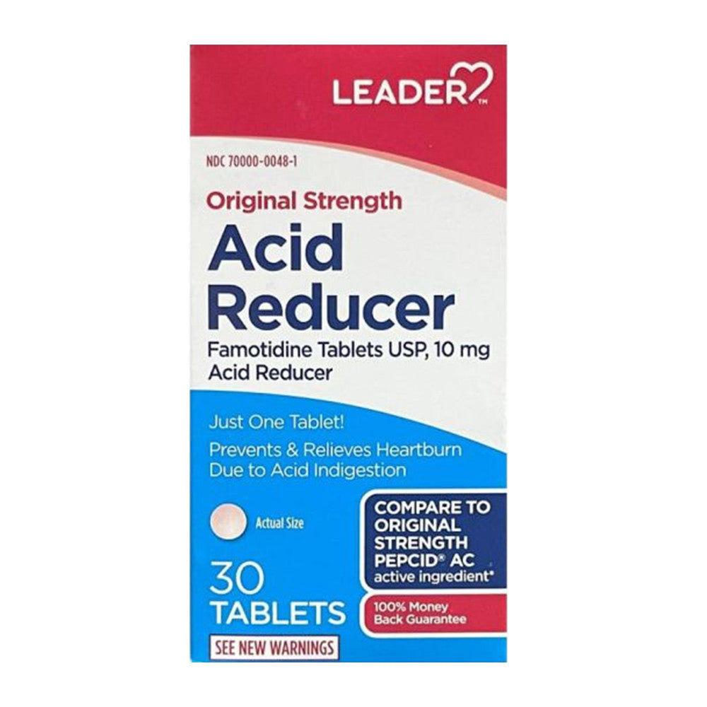 Leader Acid Reducer Famotidine 10 Mg Tablets, 30 Ea