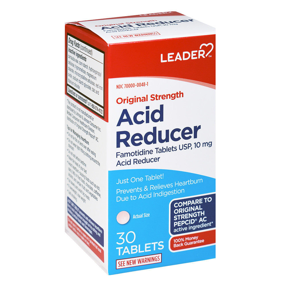 Leader Acid Reducer Famotidine 10 Mg Tablets, 30 Ea