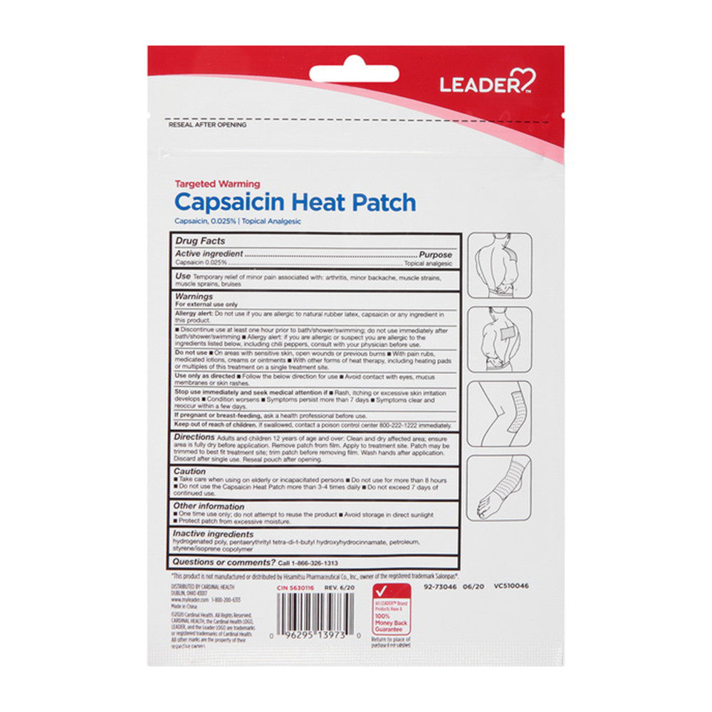 Leader Capsaicin Heat Patch, 2 Ea