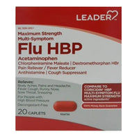 Leader Flu Hbp Acetaminophen Maximum Strength Tablets, 20 Ea