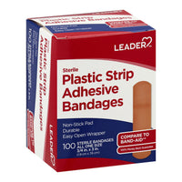 Leader Bandages, Adhesive, Plastic Strip, Sterile, 100 Ea