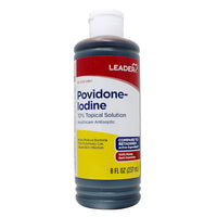 Leader Povidone Iodine 10% Topical Solution First Aid Antispetic, 8 Oz