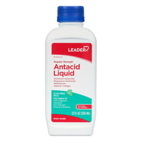 Leader Regular Strength Antacid Liquid, Cool Mint, 12 Oz