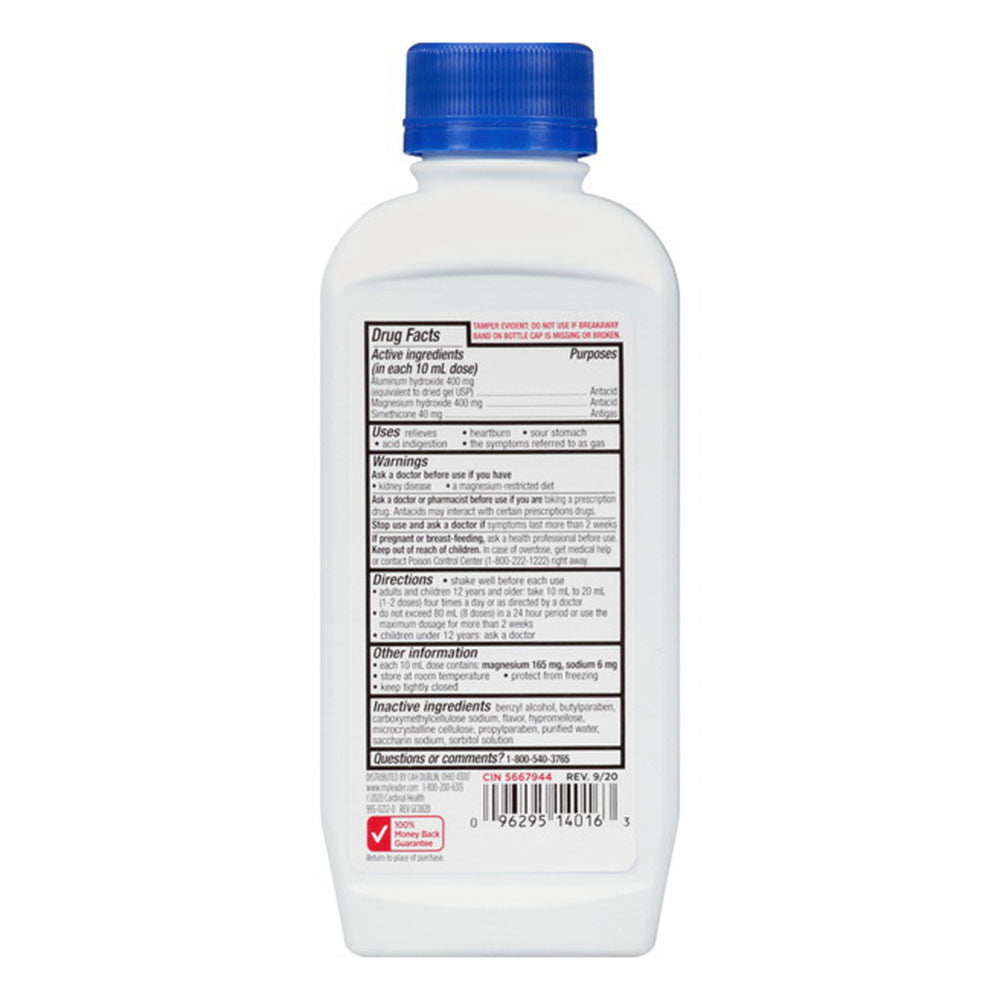 Leader Regular Strength Antacid Liquid, Cool Mint, 12 Oz