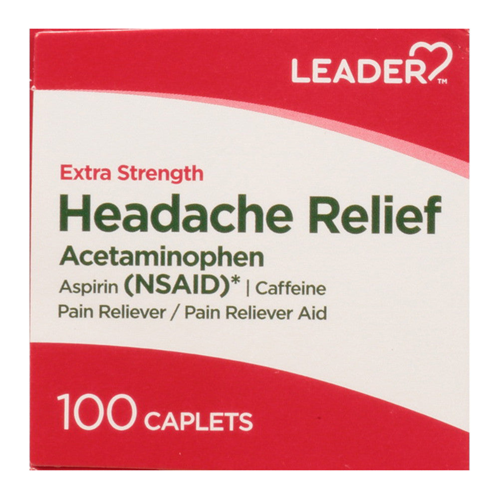 Leader Headache Relief, Extra Strength, Caplets, 100 Ea
