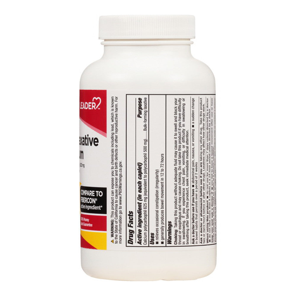 Leader Fiber Laxative Plus Calcium, Caplets, 250 Ea