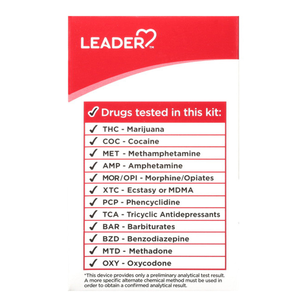 Leader Drug Test Kit, At Home, 1 Ea