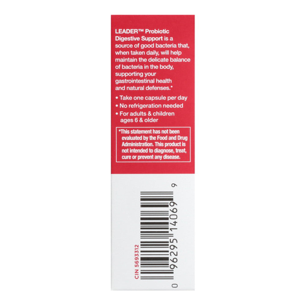 Leader Probiotic, Digestive Support, Vegetable Capsules, 30 Ea