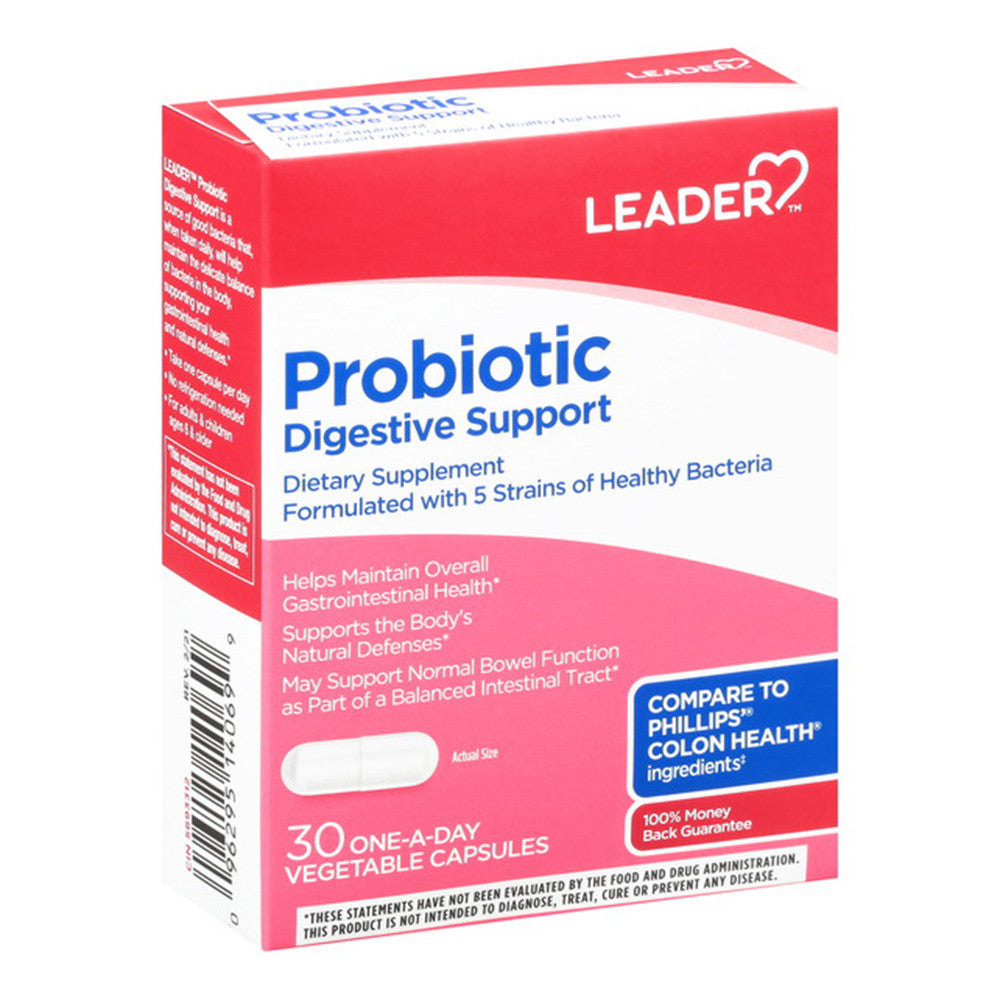 Leader Probiotic, Digestive Support, Vegetable Capsules, 30 Ea