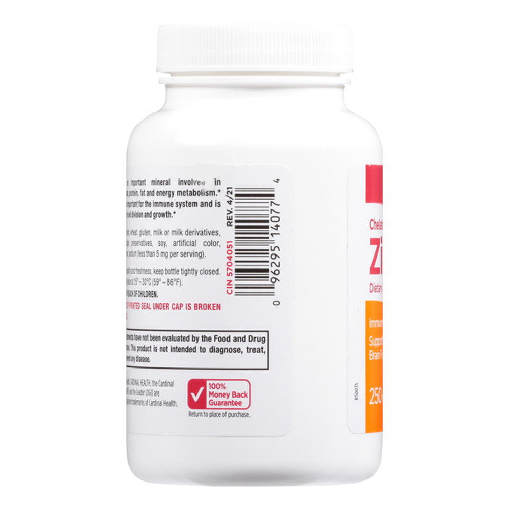Leader Chelated Zinc, Dietary Supplement, 50 Mg Tablets, 250 Ea