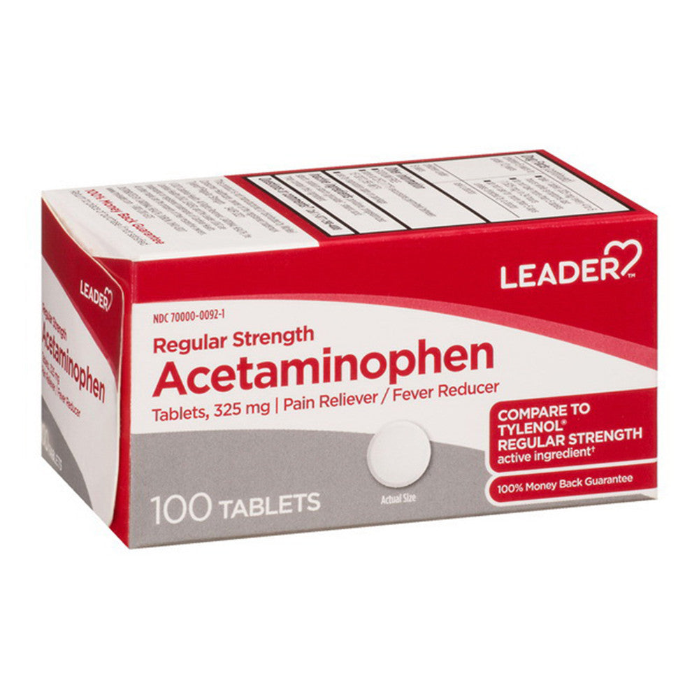 Leader Regular Strength Acetaminophen 325 Mg Tablets, 100 Ea