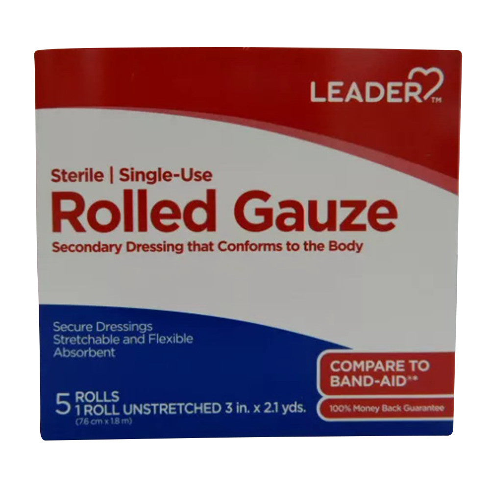 Leader Sterile Unstretched Single Use Rolled Gauze, 5 Ea