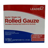 Leader Sterile Unstretched Single Use Rolled Gauze, 5 Ea