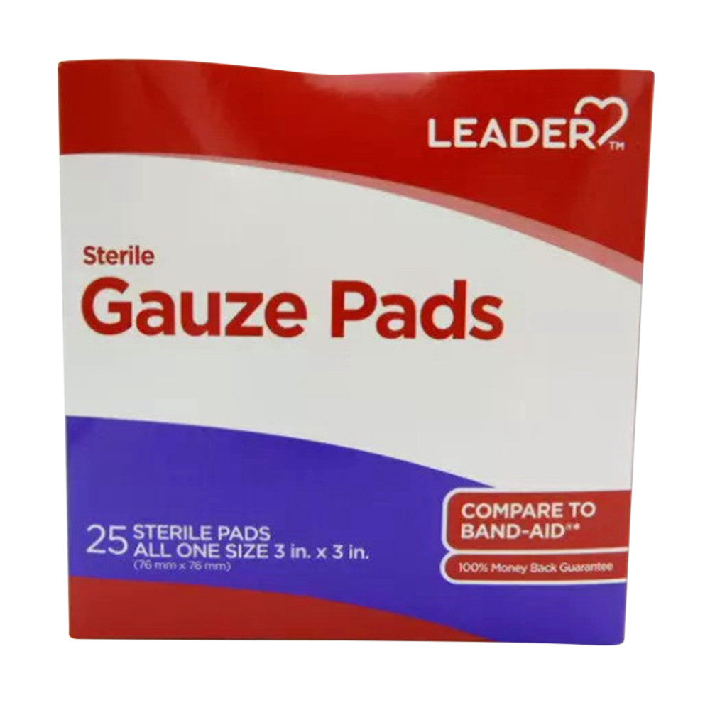 Leader Sterile Gauze Pads 3*3 in All One Size, 25 Ea