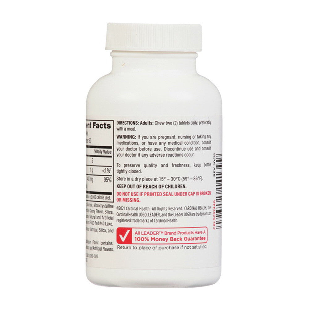 Leader Magnesium Dietary Supplement, 400 Mg Tablets, Cherry Flavor, 120 Ea
