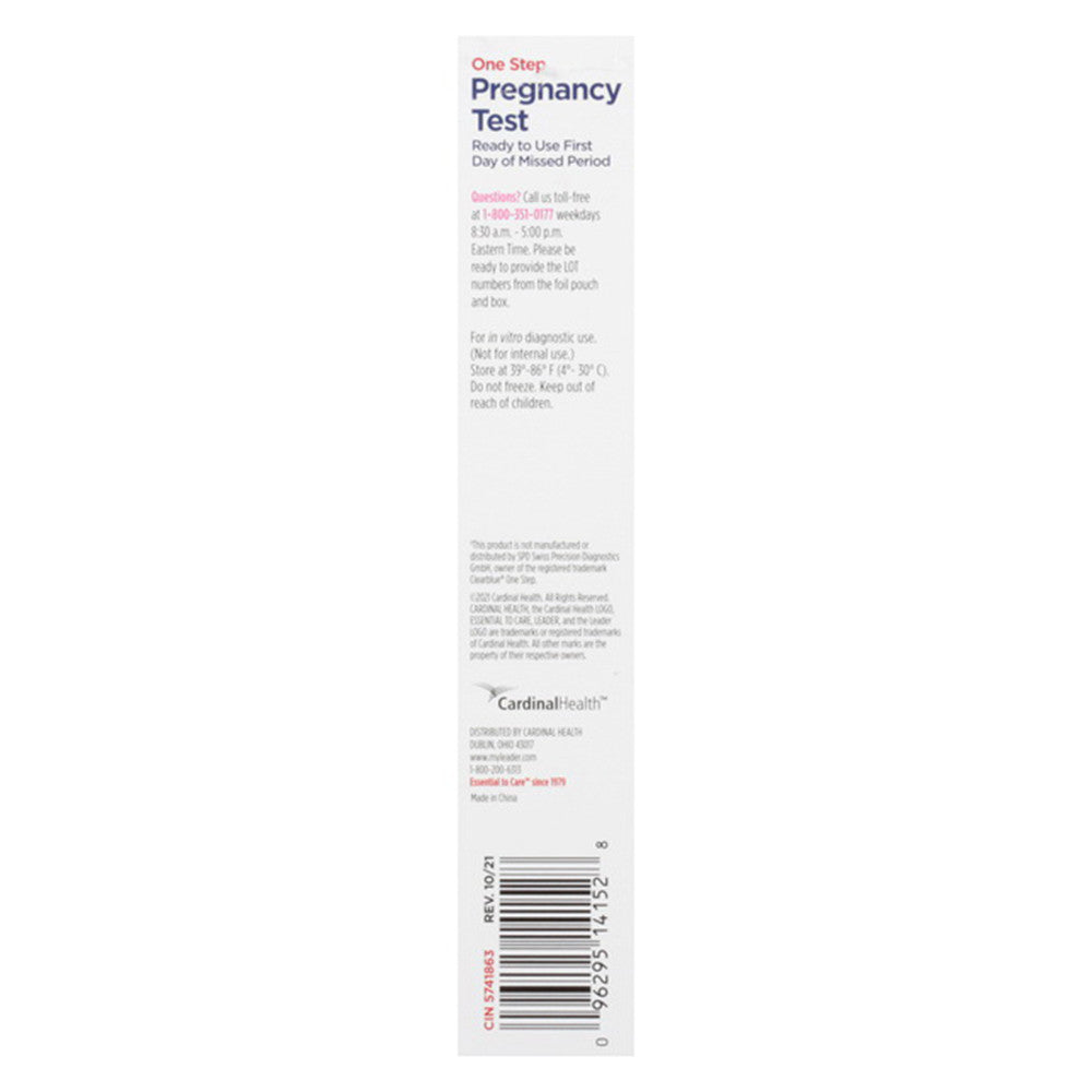 Leader One Step Pregnancy Test Kit, 2 Ea