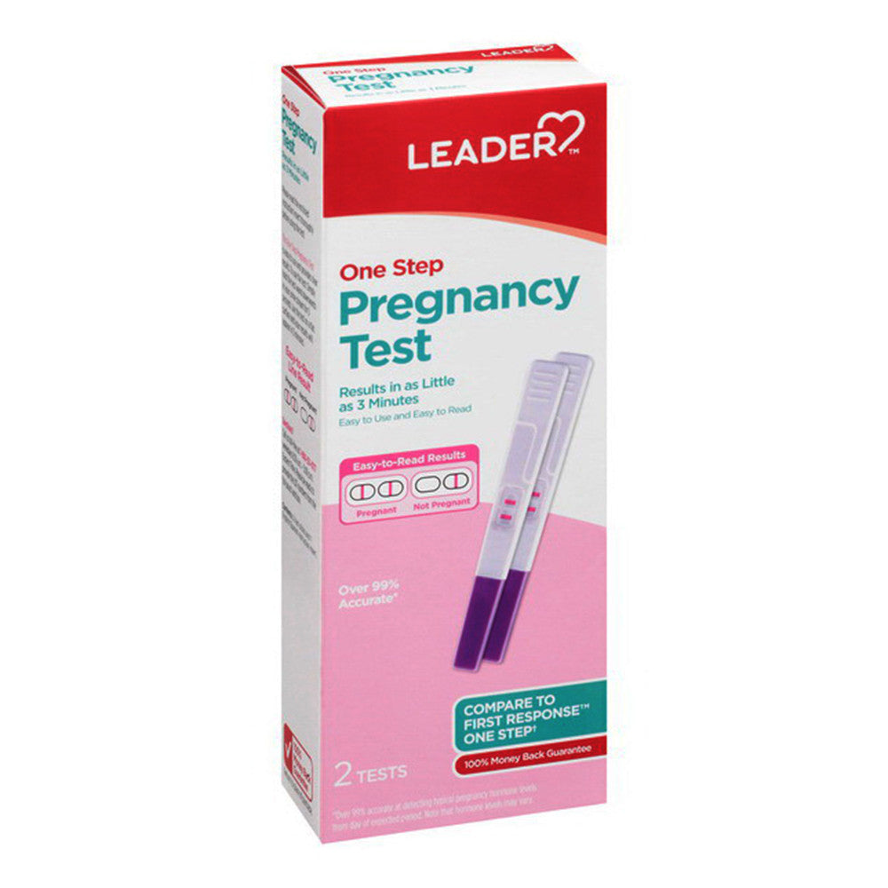 Leader One Step Pregnancy Test, 2 Ea