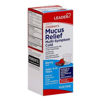 Leader Childrens Liquid Mucus Relief Multi Symptom Cold, 4 Oz