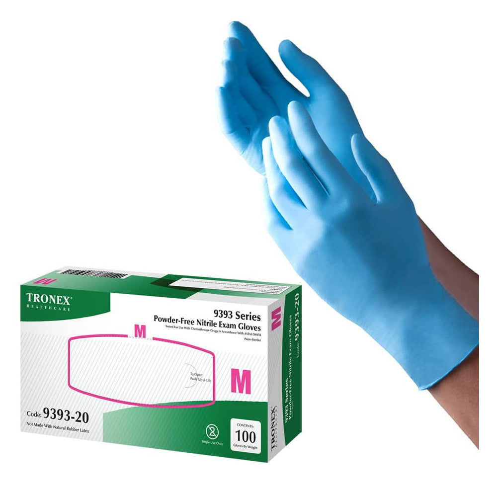 Tronex Nitrile Chemo Rated Exam Glove, Blue Color, Small, 100 Ea
