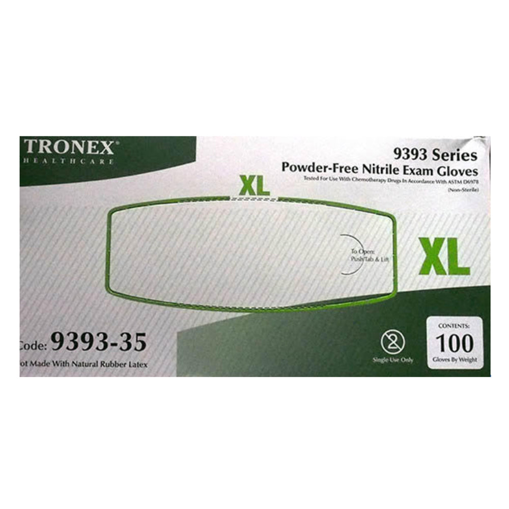 Tronex Nitrile Chemo Rated Powder Free Exam Gloves, Size: XL code: 9393- 35, 100Ea