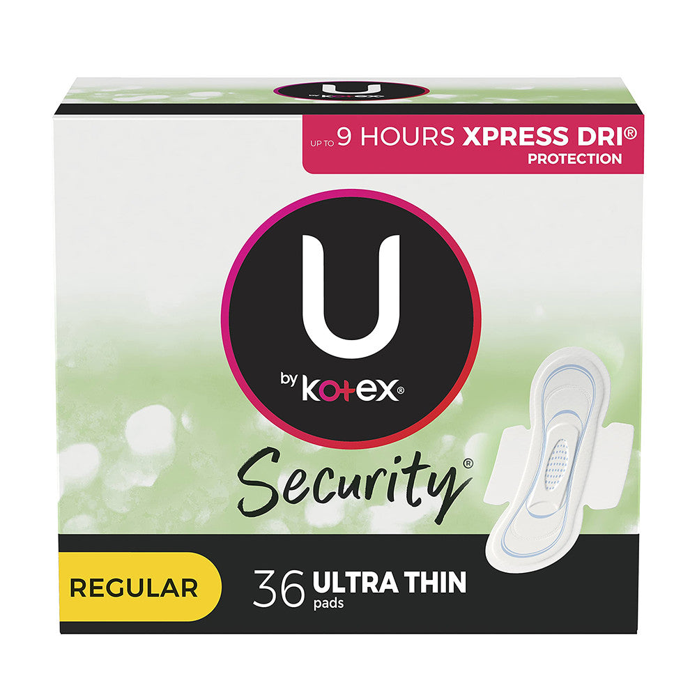 U By Kotex Security Ultra Thin Pads With Wings, Regular Pack Of 6, 36 Ea