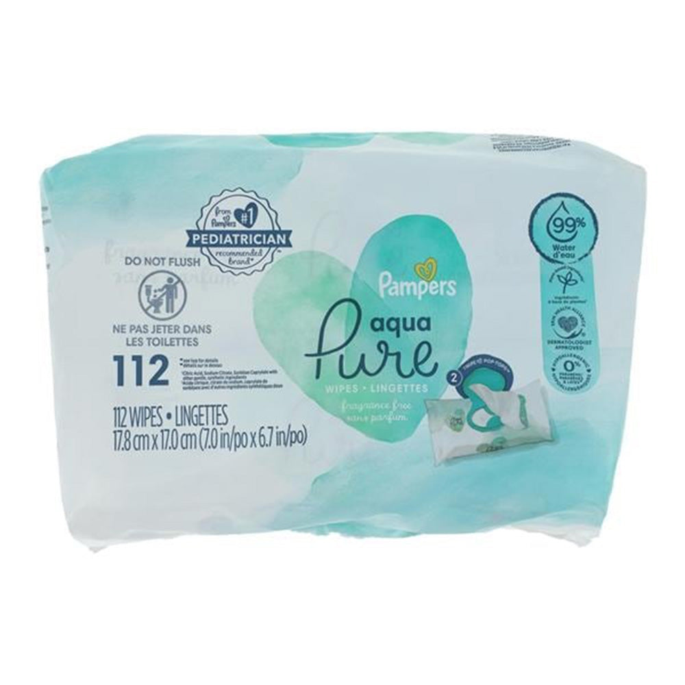 Pampers Aqua Pure Sensitive Baby Wipes Lingettes 112Ea, Pack Of 4